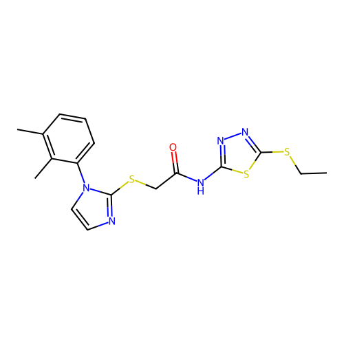 2-{[1-(2,3-dimethylphenyl)-1H-imidazol-2-yl]sulfanyl}-N-[5-(ethylsulfanyl)-1,3,4-thiadiazol-2-yl]acetamide structure