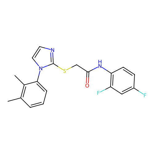 N-(2,4-difluorophenyl)-2-[1-(2,3-dimethylphenyl)imidazol-2-yl]sulfanylacetamide structure