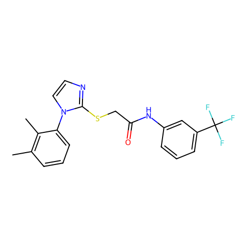 2-{[1-(2,3-dimethylphenyl)-1H-imidazol-2-yl]sulfanyl}-N-[3-(trifluoromethyl)phenyl]acetamide structure