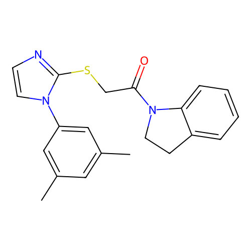 1-(2,3-dihydro-1H-indol-1-yl)-2-{[1-(3,5-dimethylphenyl)-1H-imidazol-2-yl]sulfanyl}ethan-1-one structure