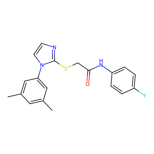 2-[1-(3,5-dimethylphenyl)imidazol-2-yl]sulfanyl-N-(4-fluorophenyl)acetamide structure
