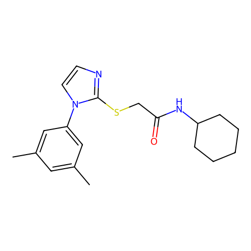 N-cyclohexyl-2-((1-(3,5-dimethylphenyl)-1H-imidazol-2-yl)thio)acetamide structure
