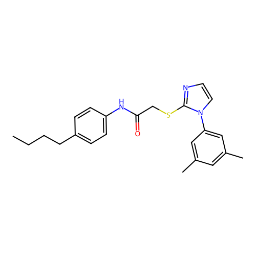 N-(4-butylphenyl)-2-[1-(3,5-dimethylphenyl)imidazol-2-yl]sulfanylacetamide structure