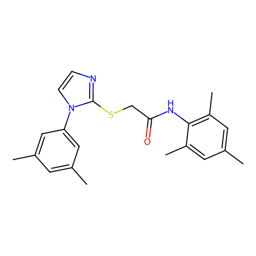 2-((1-(3,5-dimethylphenyl)-1H-imidazol-2-yl)thio)-N-mesitylacetamide structure