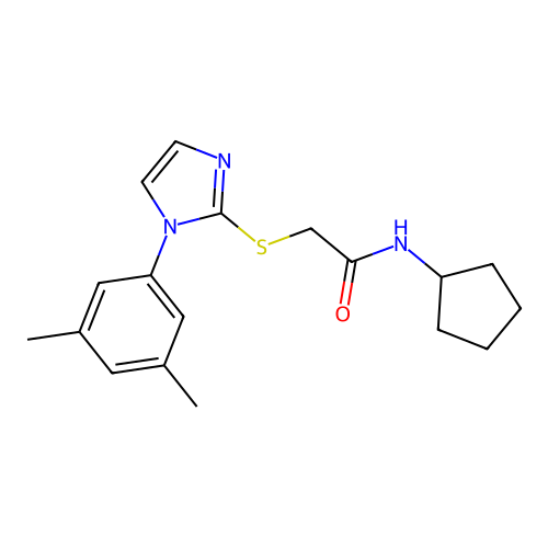 N-cyclopentyl-2-((1-(3,5-dimethylphenyl)-1H-imidazol-2-yl)thio)acetamide structure