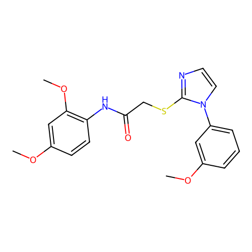 N-(2,4-dimethoxyphenyl)-2-[1-(3-methoxyphenyl)imidazol-2-yl]sulfanylacetamide structure