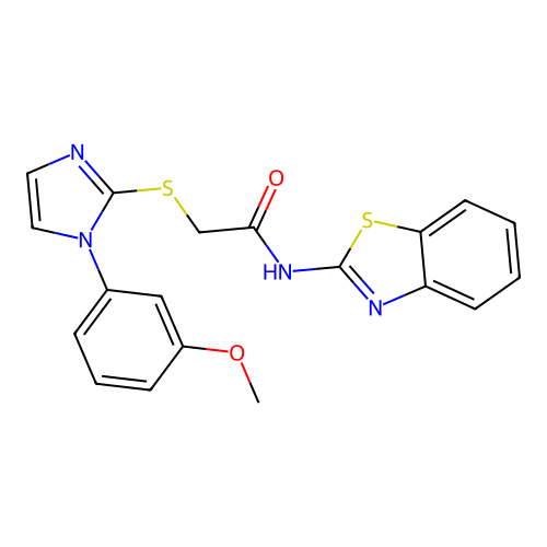 N-(benzo[d]thiazol-2-yl)-2-((1-(3-methoxyphenyl)-1H-imidazol-2-yl)thio)acetamide structure