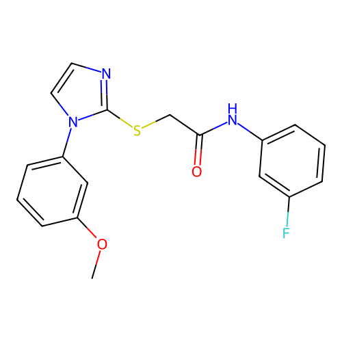 N-(3-fluorophenyl)-2-{[1-(3-methoxyphenyl)-1H-imidazol-2-yl]sulfanyl}acetamide structure