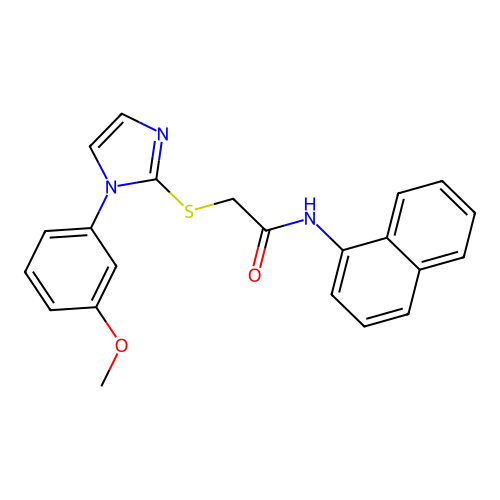 2-((1-(3-methoxyphenyl)-1H-imidazol-2-yl)thio)-N-(naphthalen-1-yl)acetamide structure