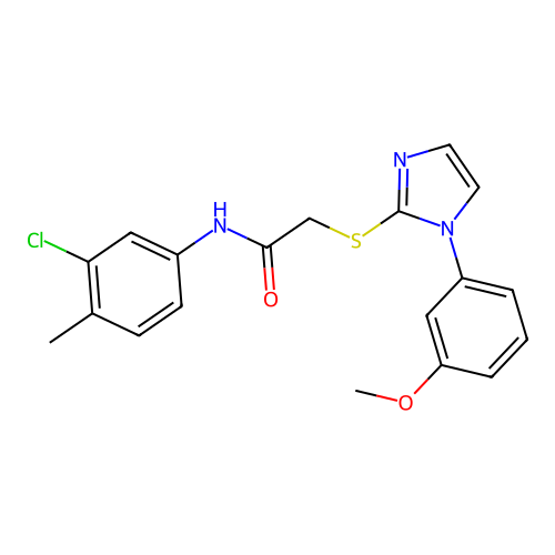 N-(3-chloro-4-methylphenyl)-2-((1-(3-methoxyphenyl)-1H-imidazol-2-yl)thio)acetamide structure