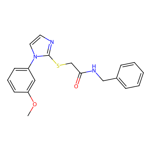 N-benzyl-2-((1-(3-methoxyphenyl)-1H-imidazol-2-yl)thio)acetamide structure