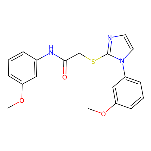 N-(3-methoxyphenyl)-2-[1-(3-methoxyphenyl)imidazol-2-yl]sulfanylacetamide structure