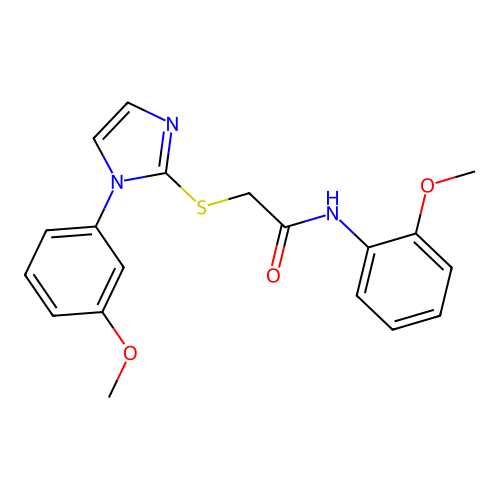 N-(2-methoxyphenyl)-2-((1-(3-methoxyphenyl)-1H-imidazol-2-yl)thio)acetamide structure