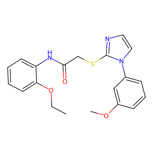N-(2-ethoxyphenyl)-2-[1-(3-methoxyphenyl)imidazol-2-yl]sulfanylacetamide structure