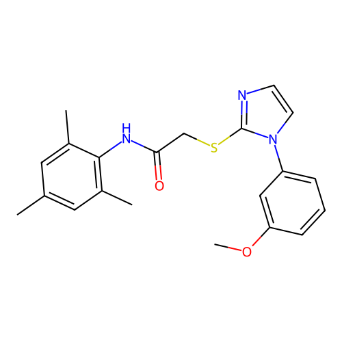 N-mesityl-2-((1-(3-methoxyphenyl)-1H-imidazol-2-yl)thio)acetamide structure