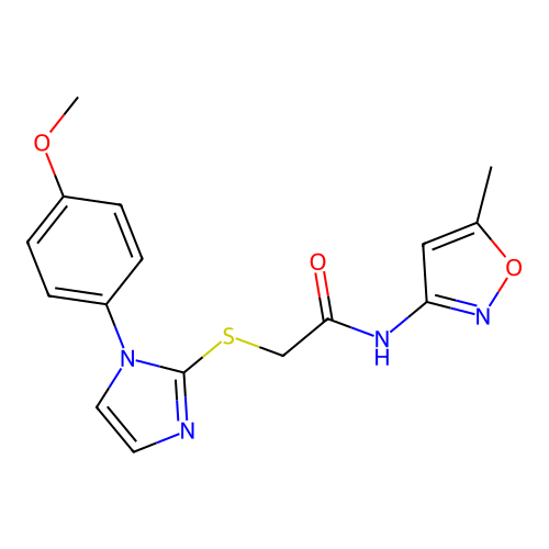 2-((1-(4-methoxyphenyl)-1H-imidazol-2-yl)thio)-N-(5-methylisoxazol-3-yl)acetamide structure