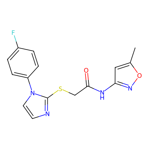 2-((1-(4-fluorophenyl)-1H-imidazol-2-yl)thio)-N-(5-methylisoxazol-3-yl)acetamide structure