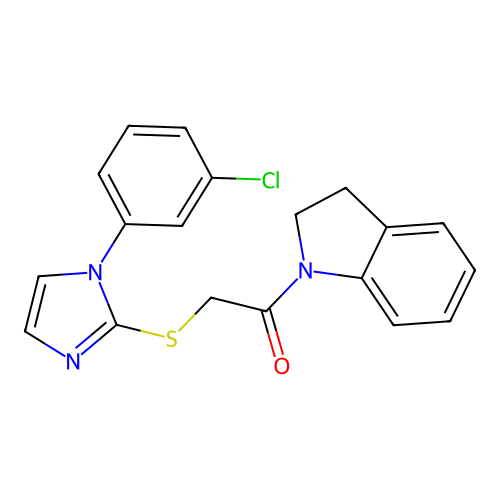 2-[1-(3-Chlorophenyl)imidazol-2-yl]sulfanyl-1-(2,3-dihydroindol-1-yl)ethanone structure