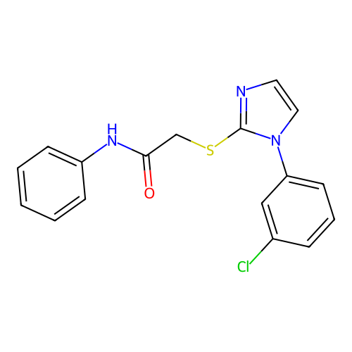 2-((1-(3-chlorophenyl)-1H-imidazol-2-yl)thio)-N-phenylacetamide structure