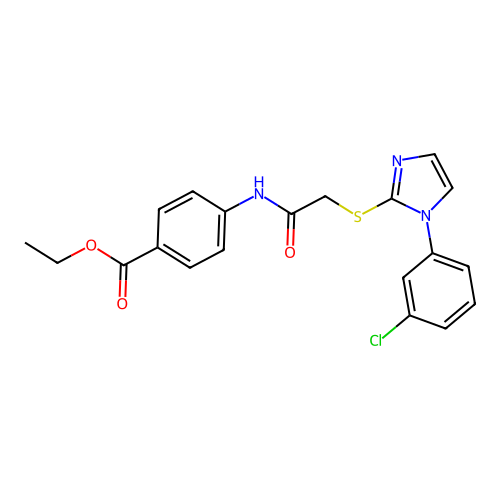 Ethyl 4-[[2-[1-(3-chlorophenyl)imidazol-2-yl]sulfanylacetyl]amino]benzoate structure