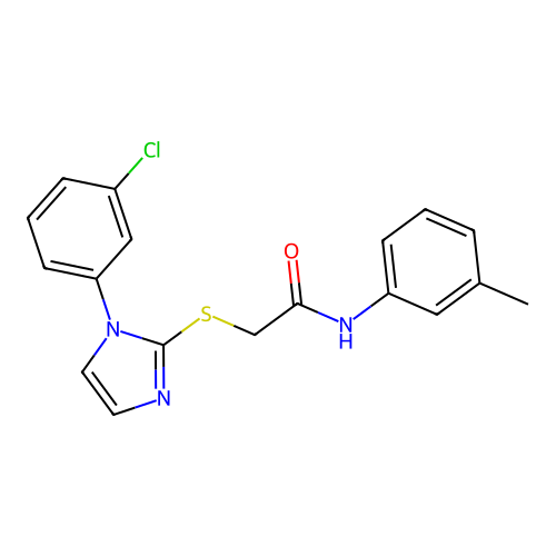 2-((1-(3-chlorophenyl)-1H-imidazol-2-yl)thio)-N-(m-tolyl)acetamide structure