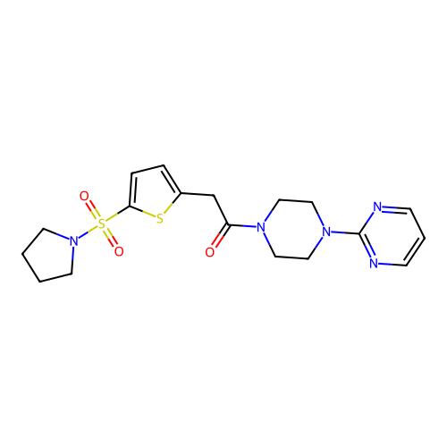 1-(4-pyrimidin-2-ylpiperazin-1-yl)-2-(5-pyrrolidin-1-ylsulfonylthiophen-2-yl)ethanone structure
