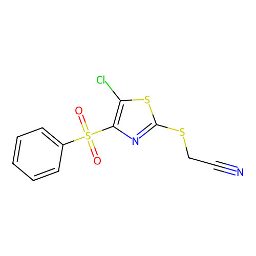 2-[[4-(Benzenesulfonyl)-5-chloro-1,3-thiazol-2-yl]sulfanyl]acetonitrile structure