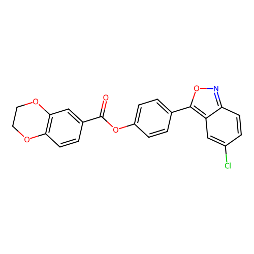 4-(5-chloro-2,1-benzoxazol-3-yl)phenyl 2,3-dihydro-1,4-benzodioxine-6-carboxylate structure