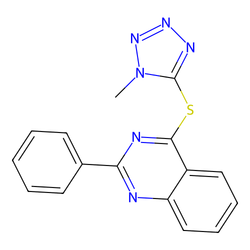 4-((1-Methyl-1H-tetrazol-5-yl)thio)-2-phenylquinazoline structure