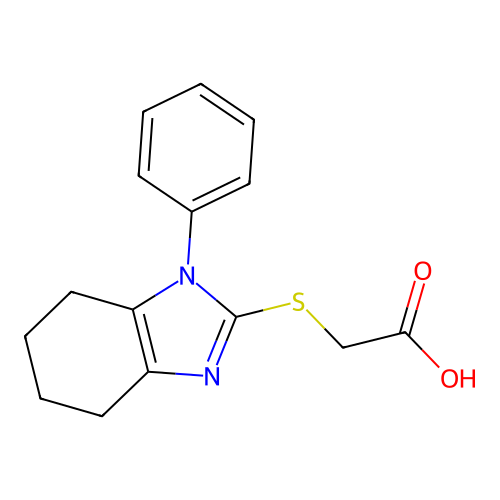 2-[(1-phenyl-4,5,6,7-tetrahydro-1H-1,3-benzodiazol-2-yl)sulfanyl]acetic acid structure