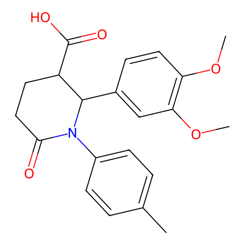 2-(3,4-Dimethoxyphenyl)-1-(4-methylphenyl)-6-oxopiperidine-3-carboxylic acid structure