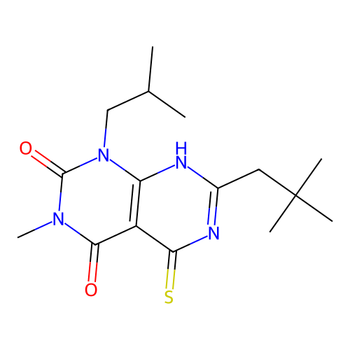 1-isobutyl-5-mercapto-3-methyl-7-neopentylpyrimido[4,5-d]pyrimidine-2,4(1H,3H)-dione structure