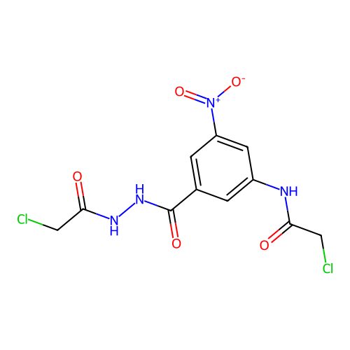 2-chloro-N-{3-[N'-(2-chloroacetyl)hydrazinecarbonyl]-5-nitrophenyl}acetamide structure
