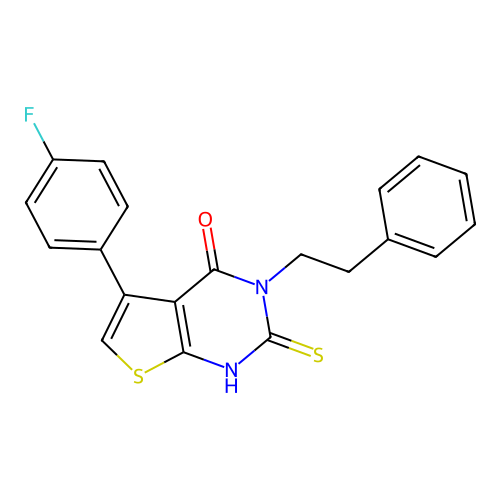 5-(4-fluorophenyl)-3-(2-phenylethyl)-2-sulfanyl-3H,4H-thieno[2,3-d]pyrimidin-4-one structure