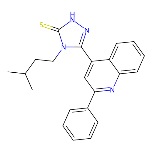 4-(3-methylbutyl)-5-(2-phenylquinolin-4-yl)-4H-1,2,4-triazole-3-thiol structure