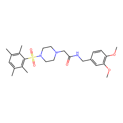 N-[(3,4-dimethoxyphenyl)methyl]-2-[4-(2,3,5,6-tetramethylphenyl)sulfonylpiperazin-1-yl]acetamide structure