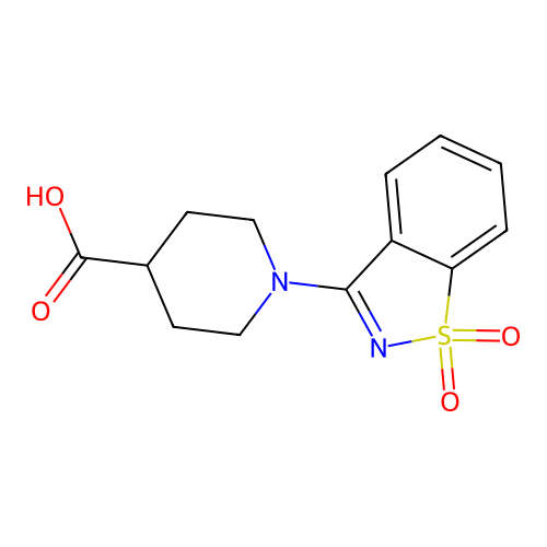 1-(1,1-Dioxo-1,2-benzothiazol-3-yl)piperidine-4-carboxylic acid structure