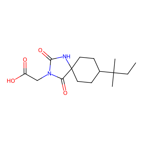 2-[8-(2-methylbutan-2-yl)-2,4-dioxo-1,3-diazaspiro[4.5]decan-3-yl]acetic Acid structure