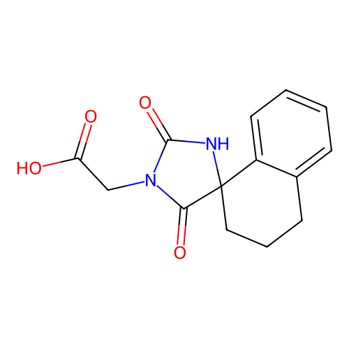 2-{2,5-dioxo-3',4'-dihydro-2'H-spiro[imidazolidine-4,1'-naphthalene]-1-yl}acetic acid structure