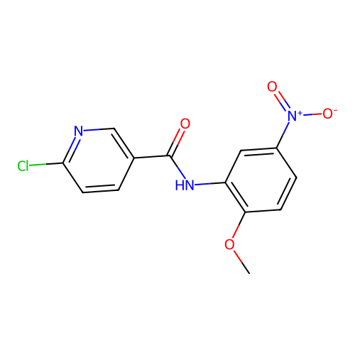 6-chloro-N-(2-methoxy-5-nitrophenyl)pyridine-3-carboxamide structure