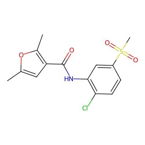 N-(2-chloro-5-methylsulfonylphenyl)-2,5-dimethylfuran-3-carboxamide structure