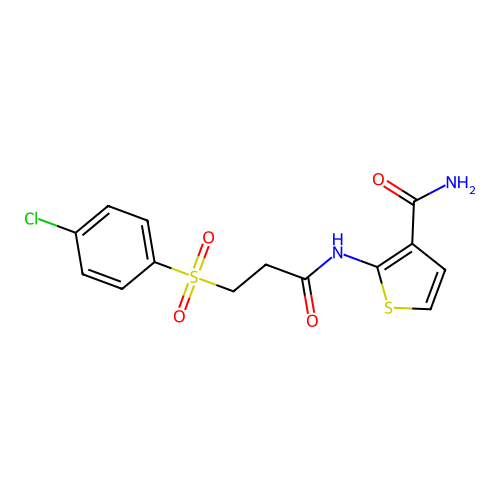 2-[3-(4-Chlorobenzenesulfonyl)propanamido]thiophene-3-carboxamide structure