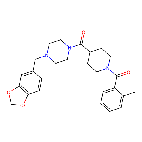 [4-(1,3-benzodioxol-5-ylmethyl)piperazin-1-yl]-[1-(2-methylbenzoyl)piperidin-4-yl]methanone structure