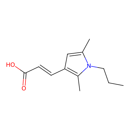 3-(2,5-dimethyl-1-propyl-1H-pyrrol-3-yl)prop-2-enoic acid structure