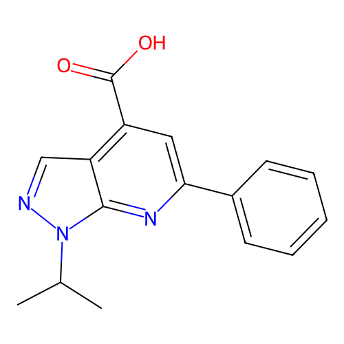 6-phenyl-1-(propan-2-yl)-1H-pyrazolo[3,4-b]pyridine-4-carboxylic acid structure