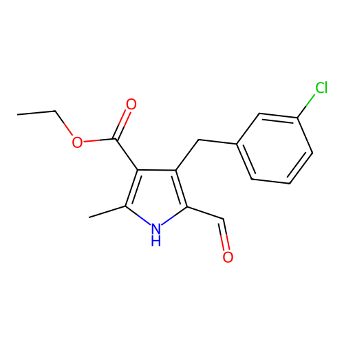 ethyl 4-[(3-chlorophenyl)methyl]-5-formyl-2-methyl-1H-pyrrole-3-carboxylate structure