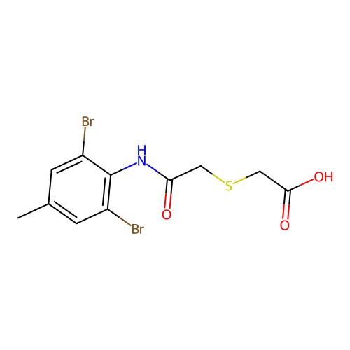 2-({[(2,6-Dibromo-4-methylphenyl)carbamoyl]methyl}sulfanyl)acetic acid structure