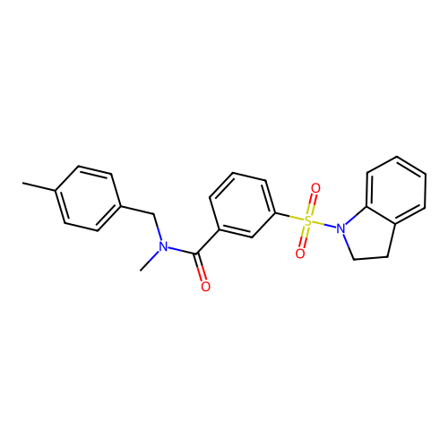 3-(2,3-dihydroindol-1-ylsulfonyl)-N-methyl-N-[(4-methylphenyl)methyl]benzamide structure