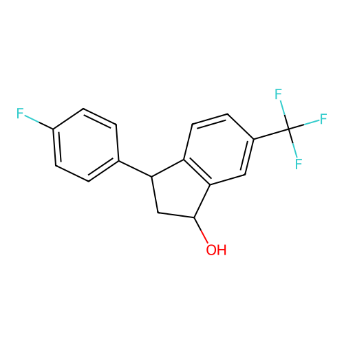 3-(4-Fluorophenyl)-6-(trifluoromethyl)indan-1-ol structure