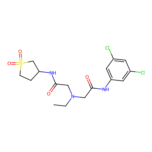 2-[[2-(3,5-dichloroanilino)-2-oxoethyl]-ethylamino]-N-(1,1-dioxothiolan-3-yl)acetamide structure